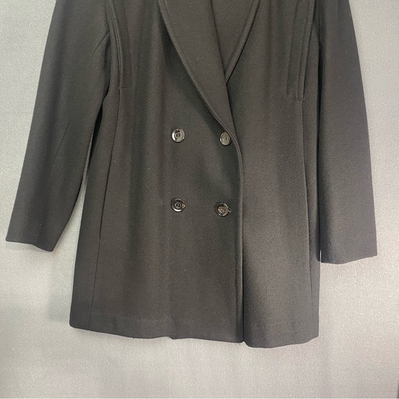 Women’s Vintage Black Wool Pea Coat Size 4 Warm Winter Preppy Quiet Luxury - Picture 4 of 10